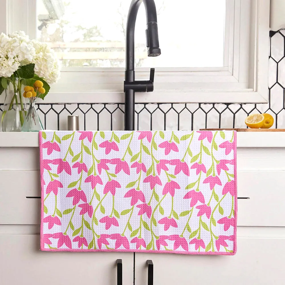 Crossandra blu Kitchen Tea Towel-Double-Sided Print