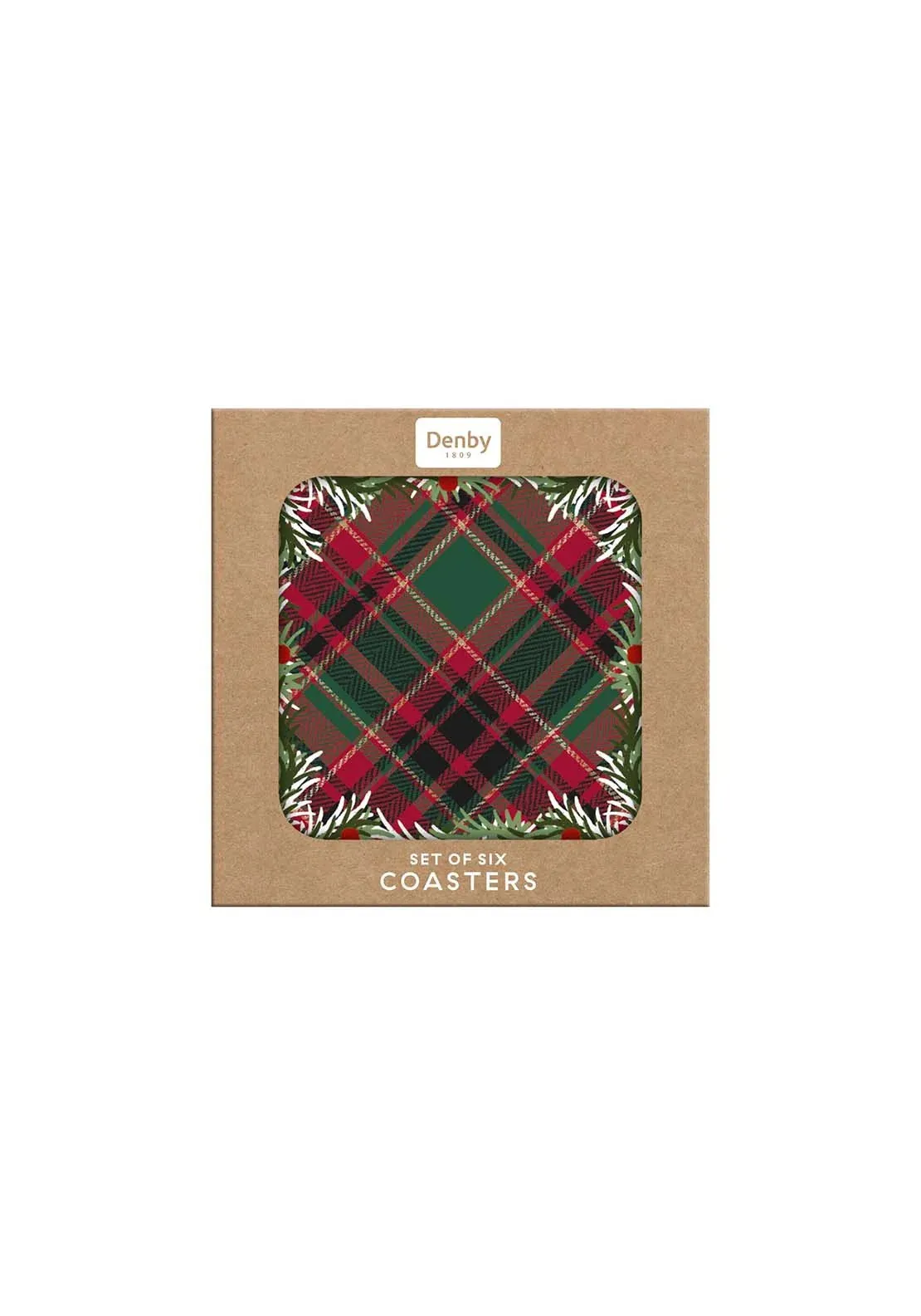 Denby Noel Tartan Set Of 6 Coasters