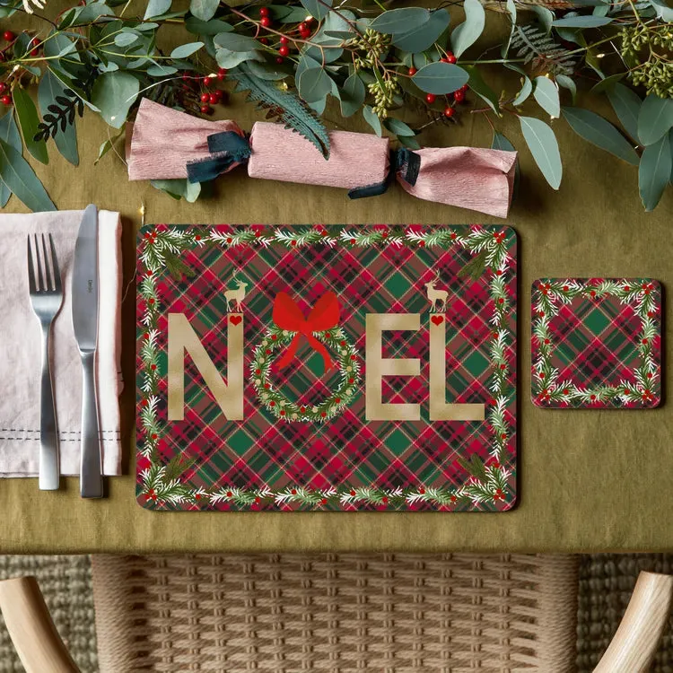 Denby Noel Tartan Set Of 6 Coasters