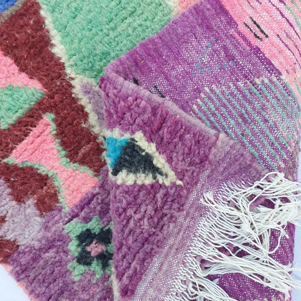 DIRKA Runner | 9'3x2'6 Ft | 2,84x0,78 m | Moroccan Colorful Rug | 100% wool handmade