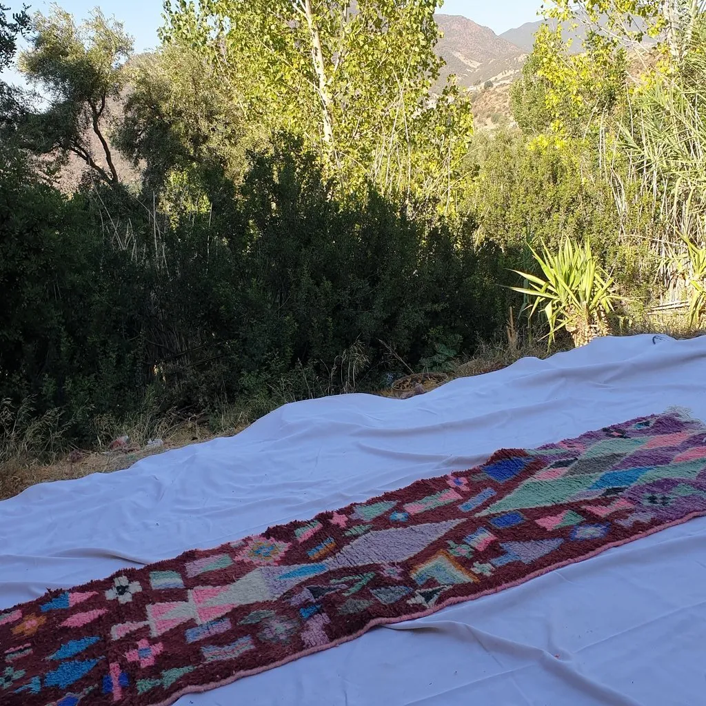 DIRKA Runner | 9'3x2'6 Ft | 2,84x0,78 m | Moroccan Colorful Rug | 100% wool handmade