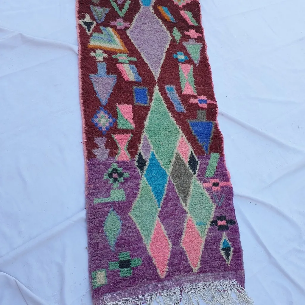 DIRKA Runner | 9'3x2'6 Ft | 2,84x0,78 m | Moroccan Colorful Rug | 100% wool handmade