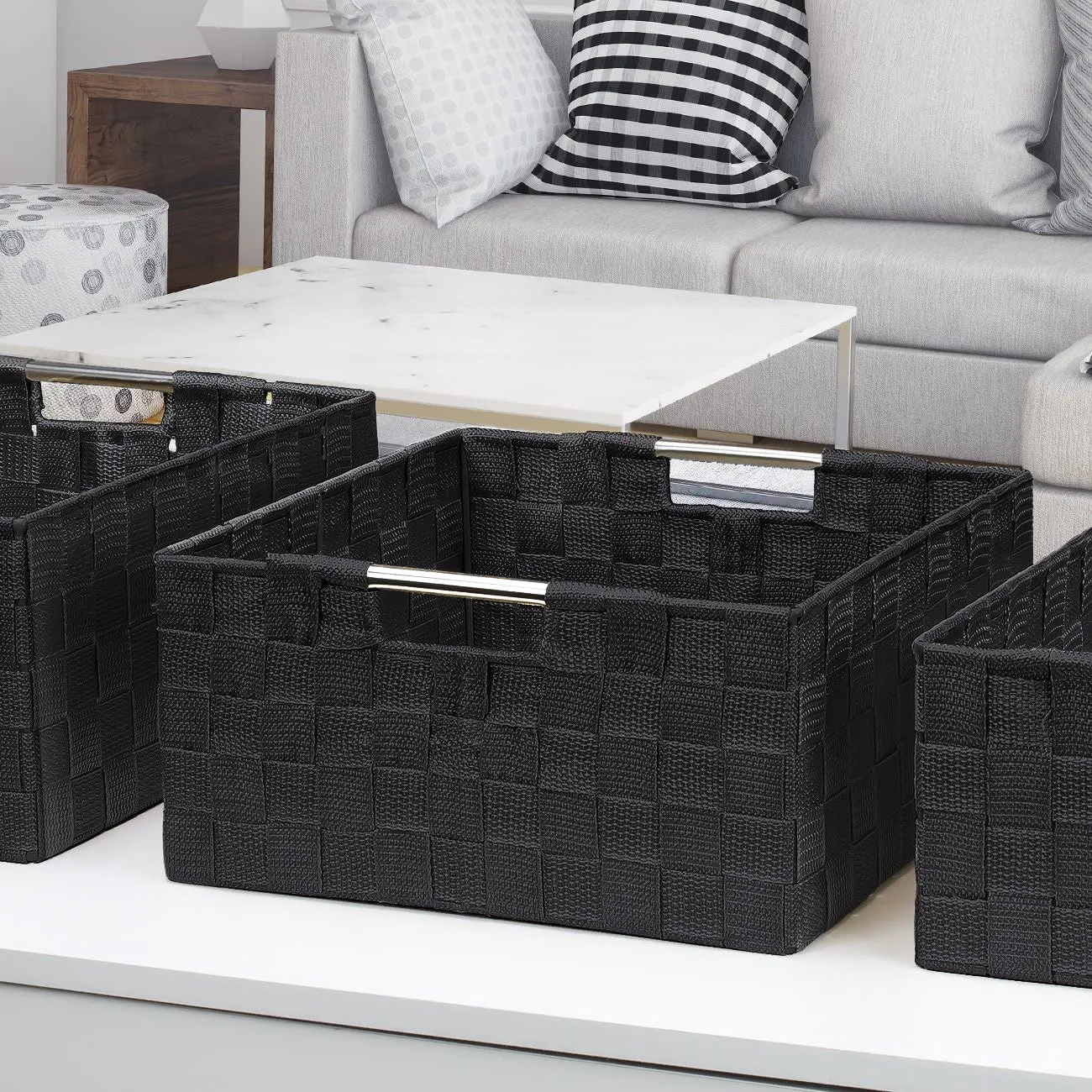 Double Woven Basket Bin Set (3 Pack)