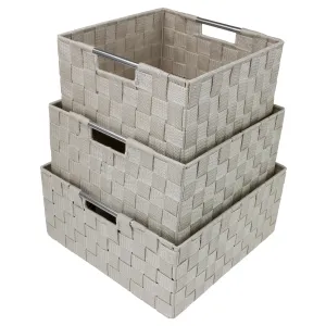 Double Woven Basket Bin Set (3 Pack)
