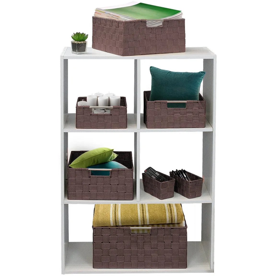 Double Woven Basket Bin Set (7 Pc)