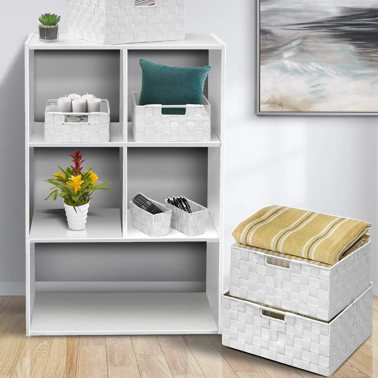 Double Woven Basket Bin Set (7 Pc)