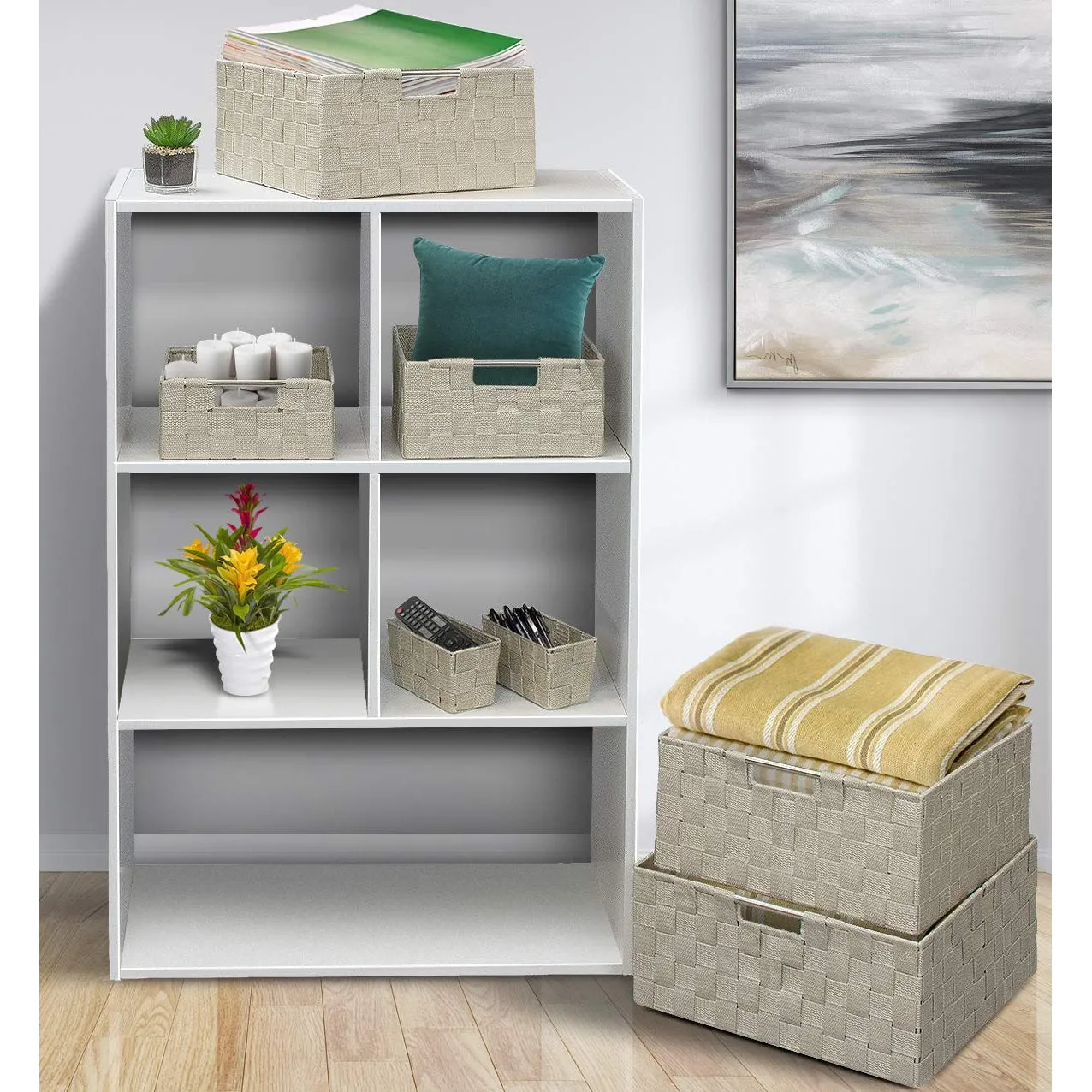 Double Woven Basket Bin Set (7 Pc)