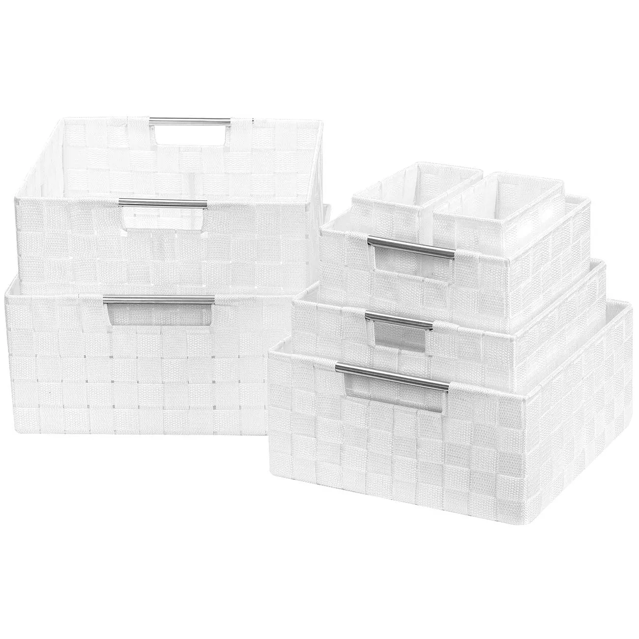 Double Woven Basket Bin Set (7 Pc)