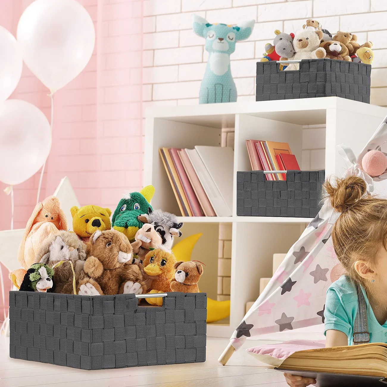 Double Woven Basket Bin Set (7 Pc)