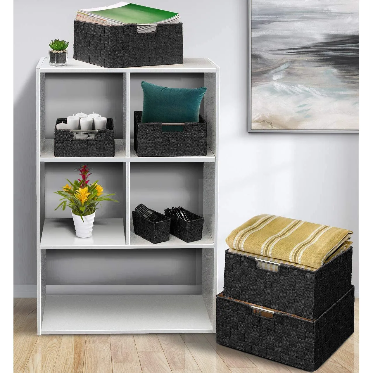 Double Woven Basket Bin Set (7 Pc)