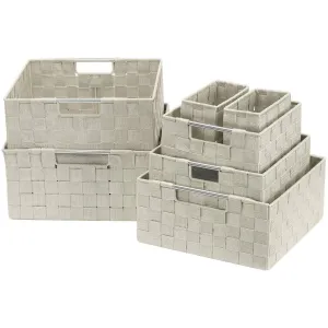 Double Woven Basket Bin Set (7 Pc)