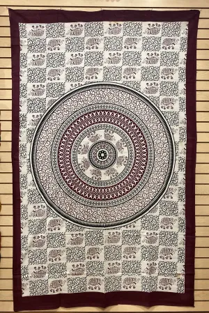 Elephant & Vine Mandala Tapestry