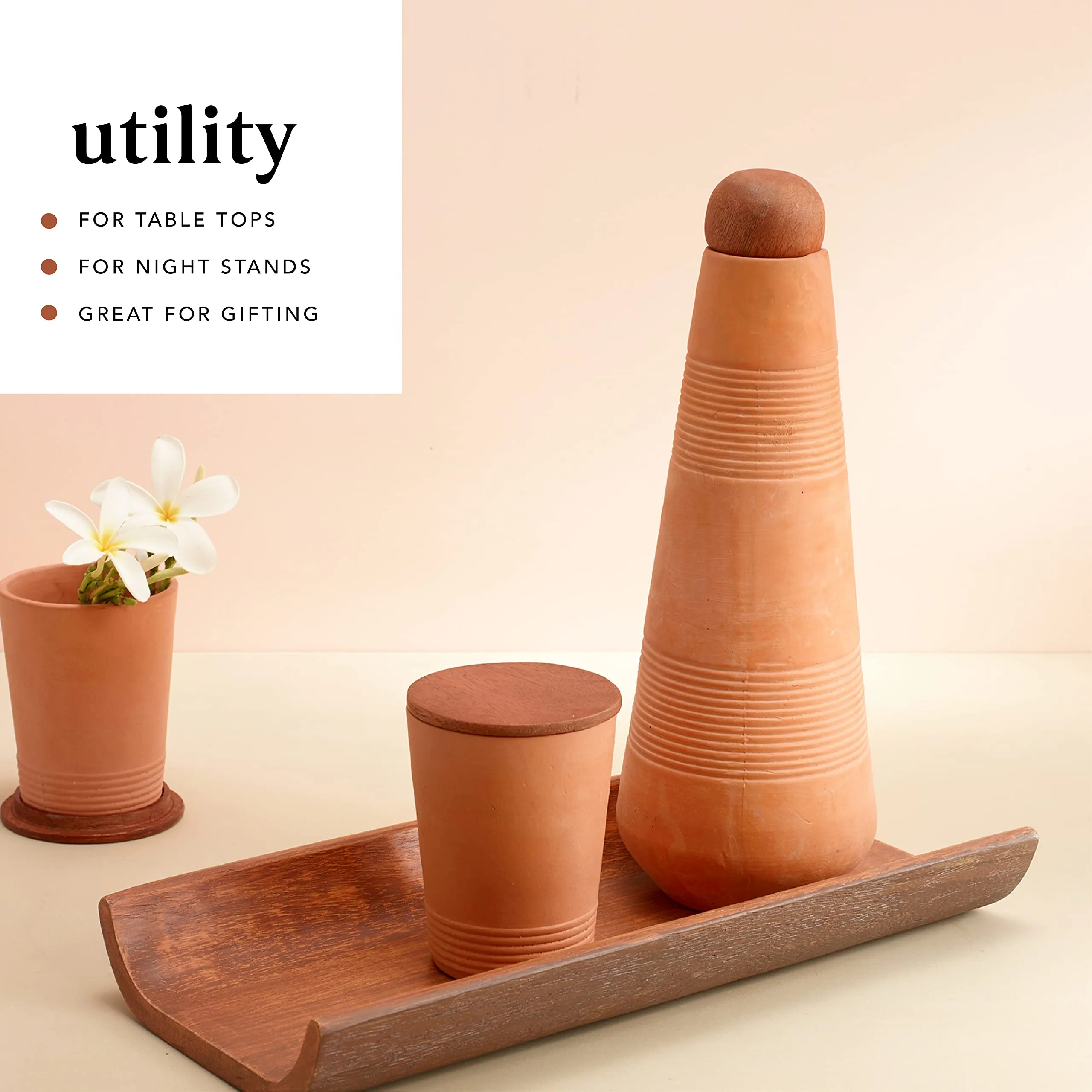 Ellementry Terracotta Clay Water Bottle with Sphere Stopper- 650 ML | Leak Proof Mitti Bottle for Natural Cool Water | Handmade Earthen Eco-Friendly Cooling Drinking Water Storage