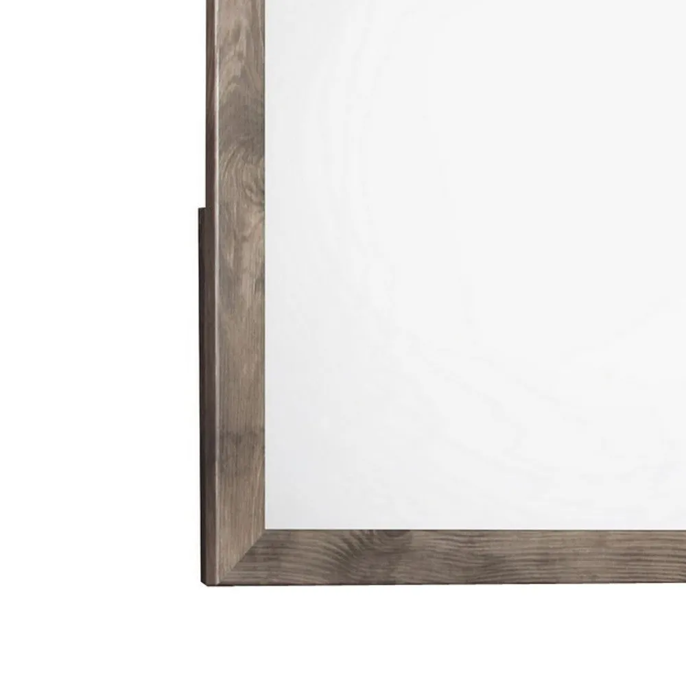 Ent 40 x 40 Dresser Mirror, Tempered Glass, Rectangular Frame, Greige By Casagear Home