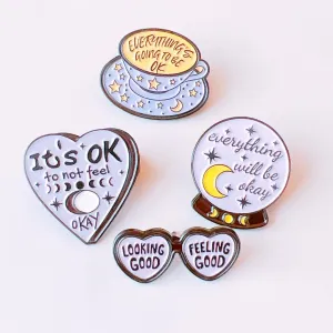 Everything is OK 4 pcs Cloths Jacket Hat Enamel Pins