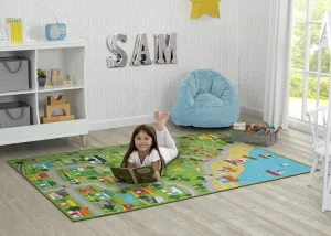 Extra Large Road Map Activity Rug for Girls and Boys - 78-inch L x 54-inch W