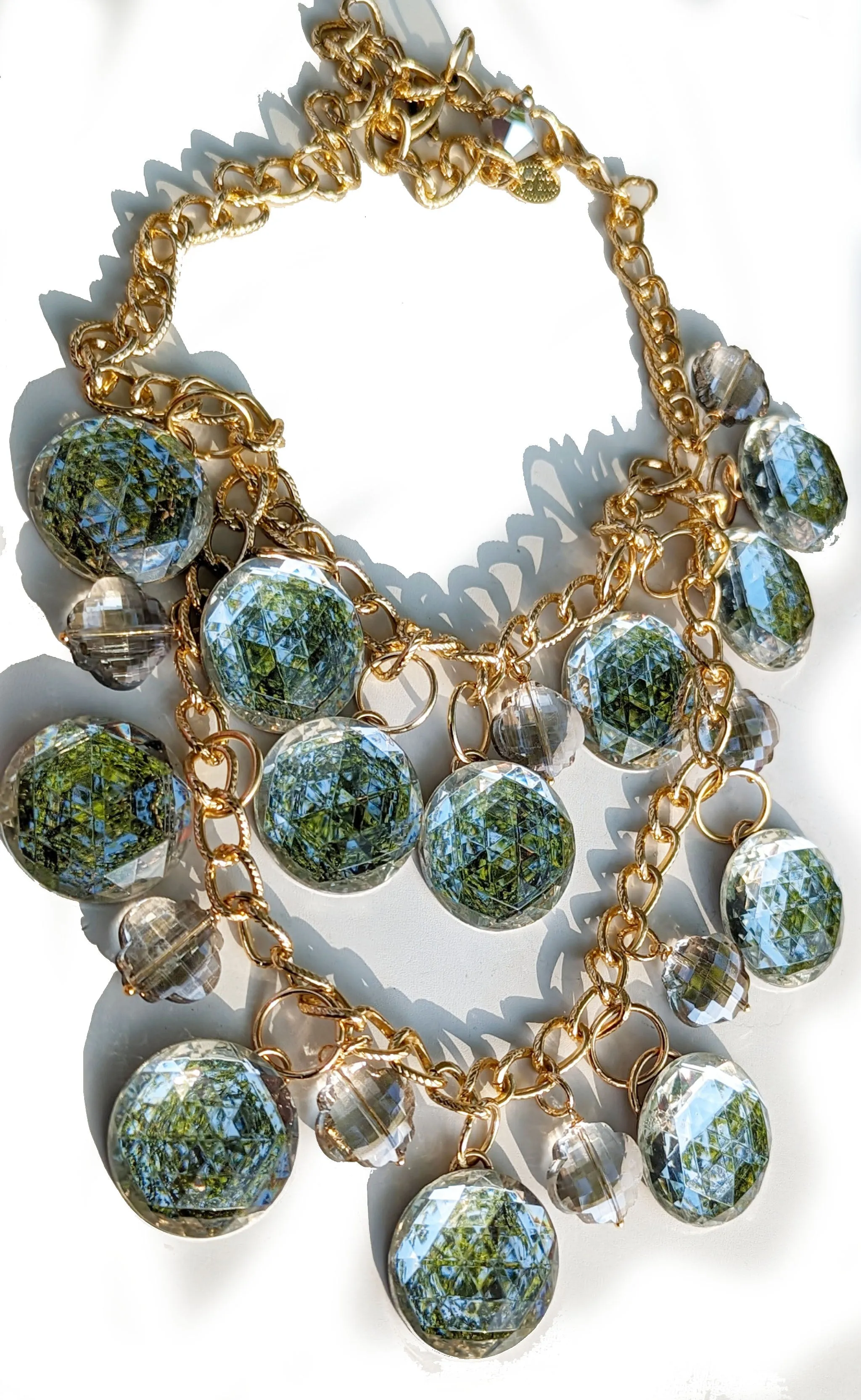 Faceted Vintage Mirrors   Beads Statement Art Necklace Gay Isber USA 1 of 1
