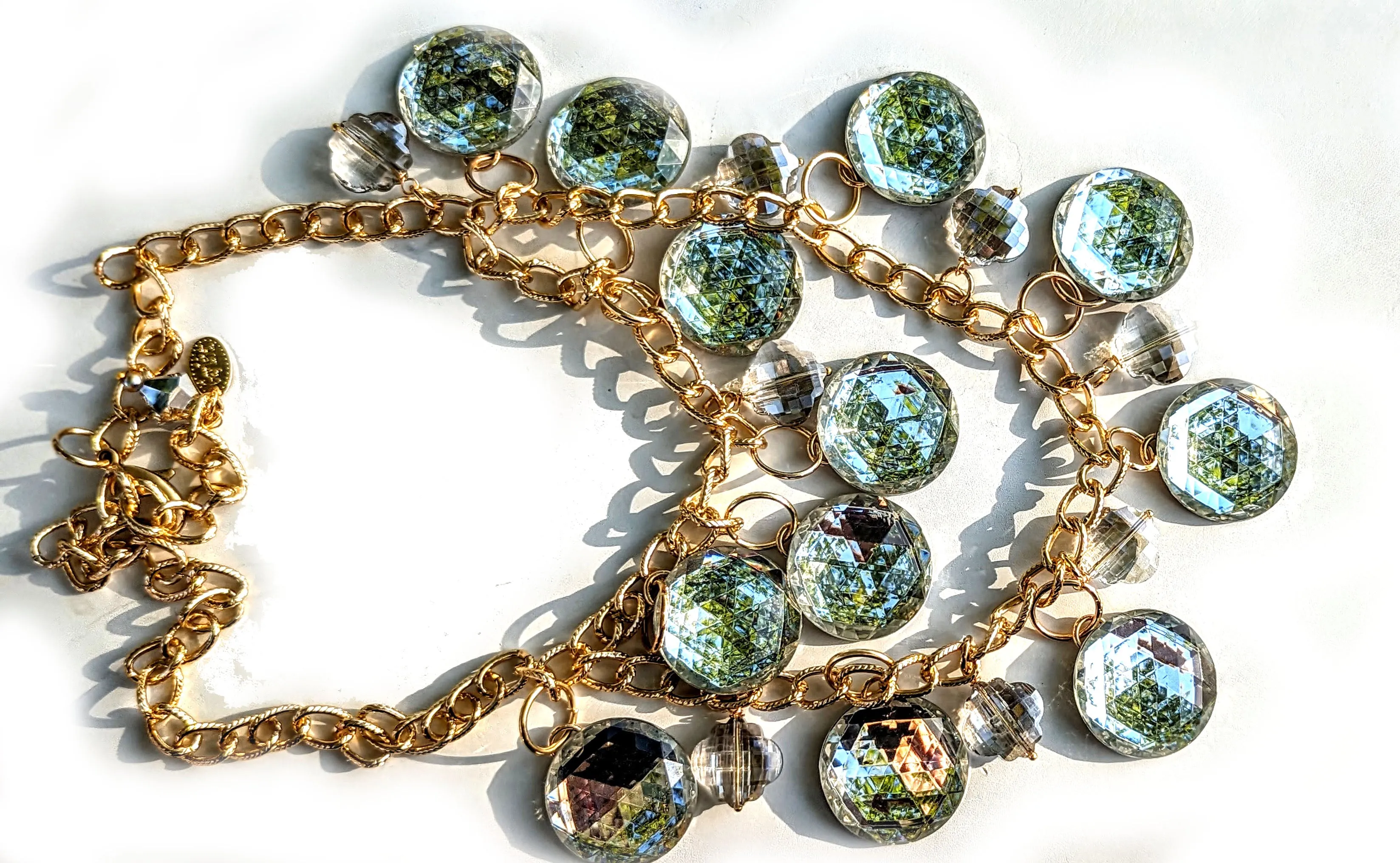 Faceted Vintage Mirrors   Beads Statement Art Necklace Gay Isber USA 1 of 1