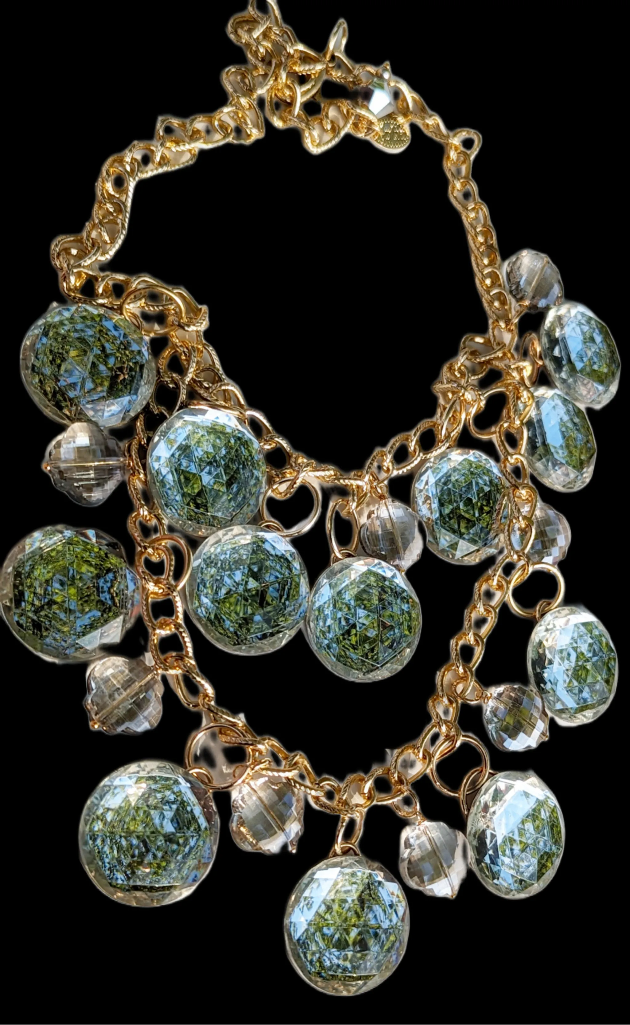 Faceted Vintage Mirrors   Beads Statement Art Necklace Gay Isber USA 1 of 1