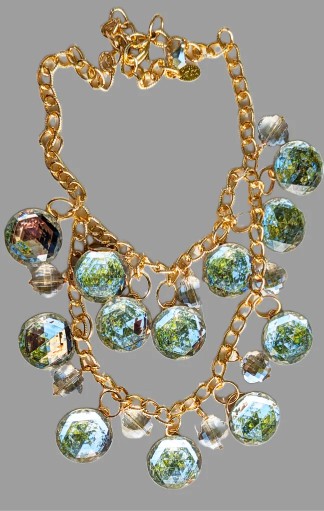 Faceted Vintage Mirrors   Beads Statement Art Necklace Gay Isber USA 1 of 1