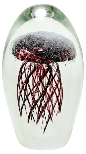 Febland Glass Jellyfish Paperweight, Brown, 9.5 x 9.5 x 16 cm