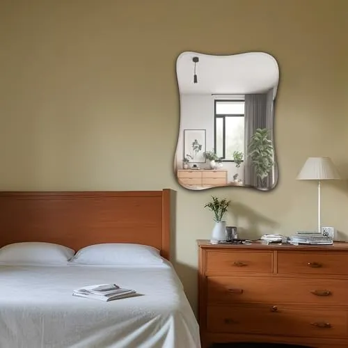 Germa Sanitarywares Amoeba Shape Designer Wall Mounted Frameless Mirror with Beveled Edges/Wall Mirror for Bathroom/Living Room/Bed Room/Dressing Room – 18x24inch