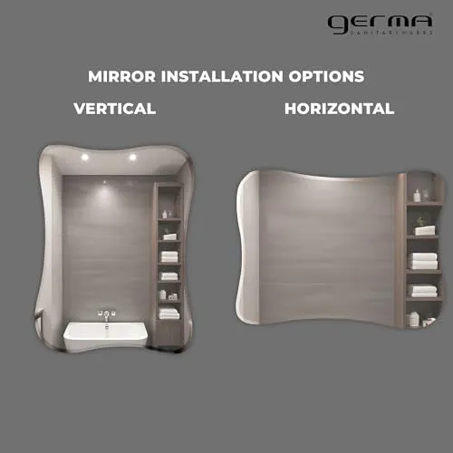 Germa Sanitarywares Amoeba Shape Designer Wall Mounted Frameless Mirror with Beveled Edges/Wall Mirror for Bathroom/Living Room/Bed Room/Dressing Room – 18x24inch