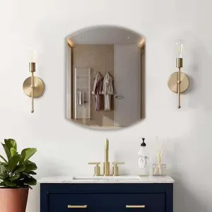Germa Sanitarywares Semi-Round Oval Rectangular Wall Mounted Frameless Mirror with Beveled Edges/Wall Mirror for Bathroom/Living Room/Bed Room/Dressing Room – 18x24inch