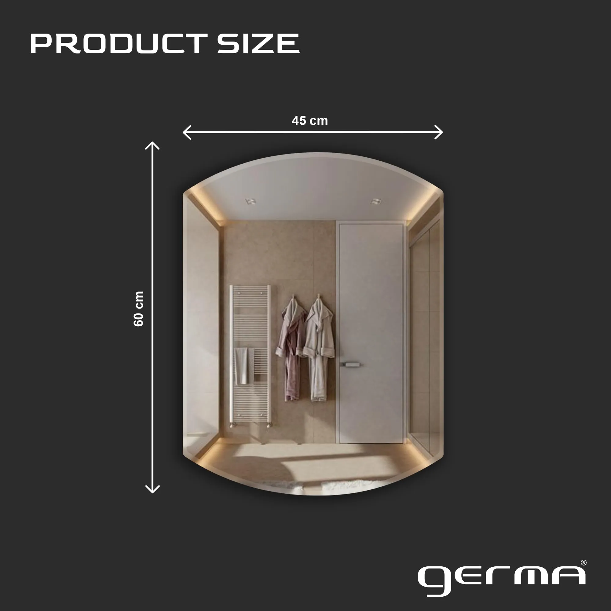 Germa Sanitarywares Semi-Round Oval Rectangular Wall Mounted Frameless Mirror with Beveled Edges/Wall Mirror for Bathroom/Living Room/Bed Room/Dressing Room – 18x24inch