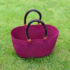 Ghana Baskets - Oval Bolga Basket - Purple