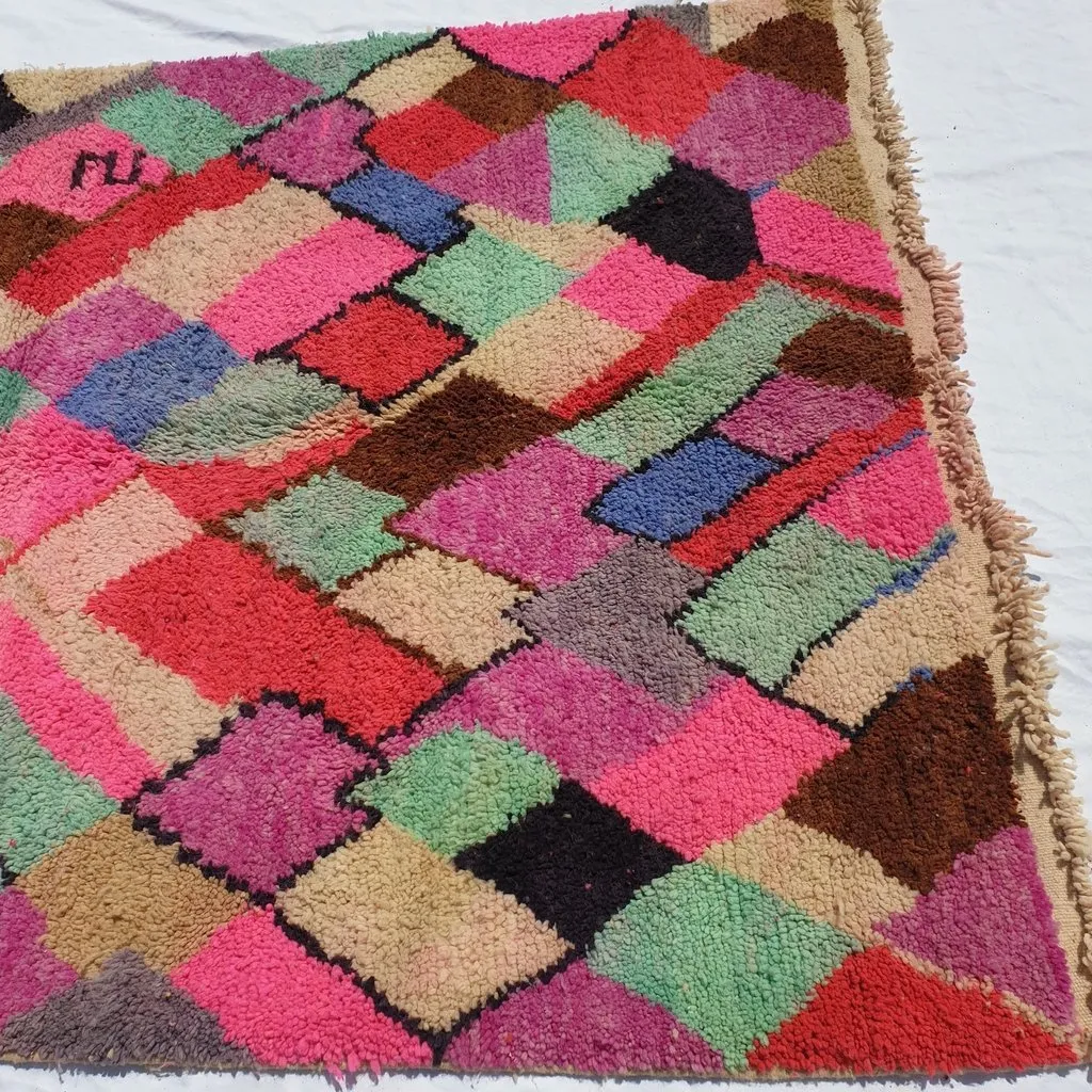 GHANJAYA | 8'5x5 Ft | 2,5x1,5 m | Moroccan Colorful Rug | 100% wool handmade