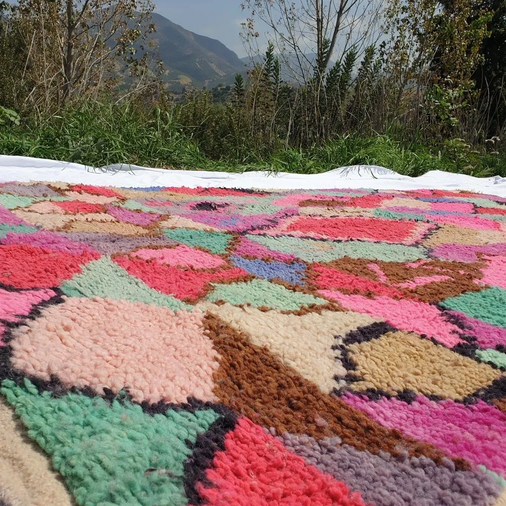 GHANJAYA | 8'5x5 Ft | 2,5x1,5 m | Moroccan Colorful Rug | 100% wool handmade