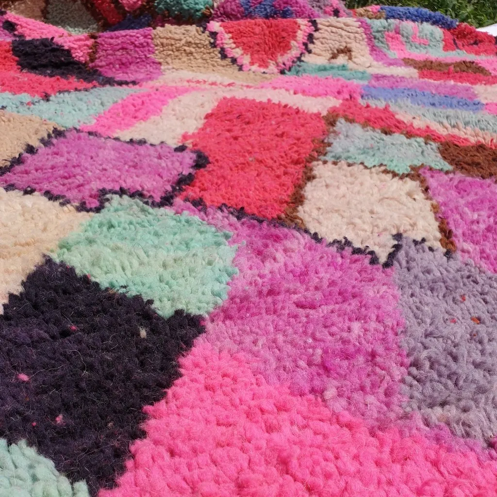 GHANJAYA | 8'5x5 Ft | 2,5x1,5 m | Moroccan Colorful Rug | 100% wool handmade