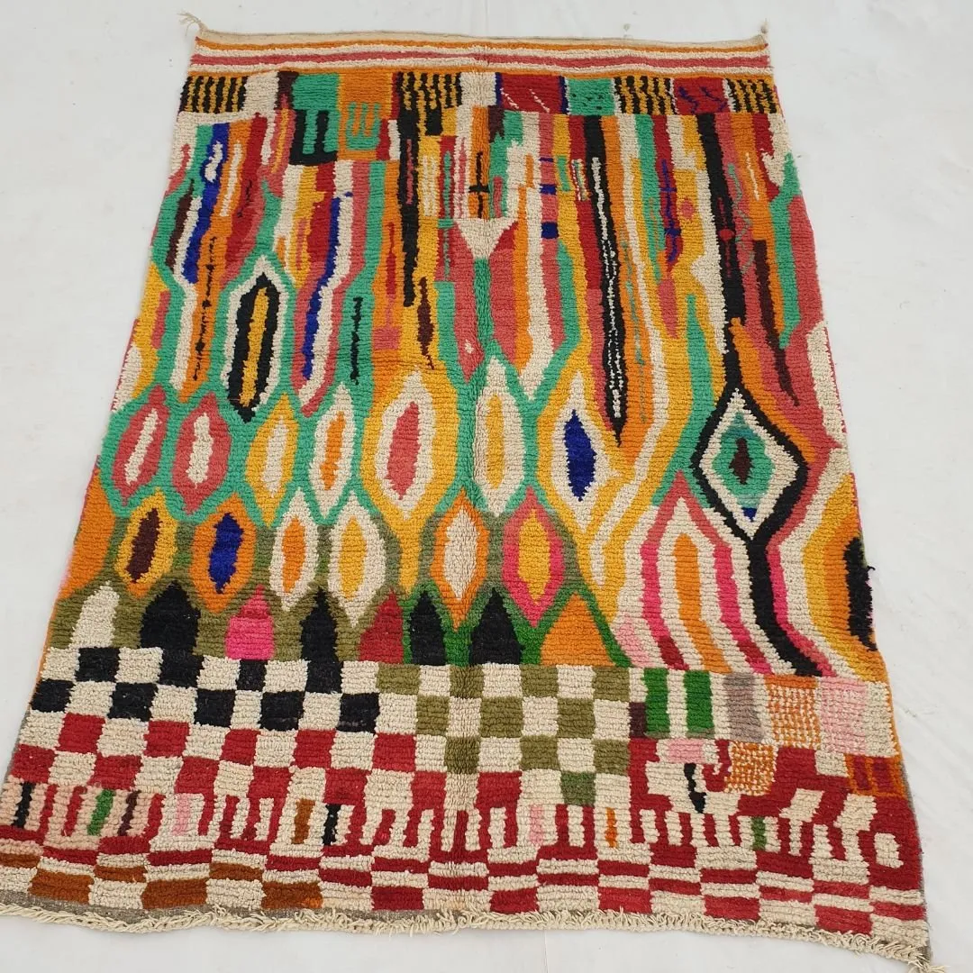 Ghicha - Handmade Moroccan Rug Boujad | Colorful Authentic Berber Rug | 10'30x6'80 Ft | 315x206 cm
