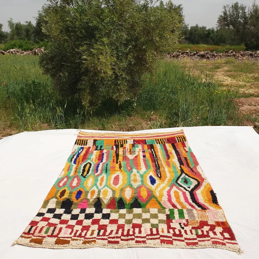 Ghicha - Handmade Moroccan Rug Boujad | Colorful Authentic Berber Rug | 10'30x6'80 Ft | 315x206 cm