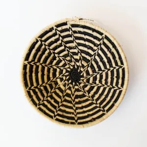 Grass-Woven Basket, Black & Natural Wheel Pattern