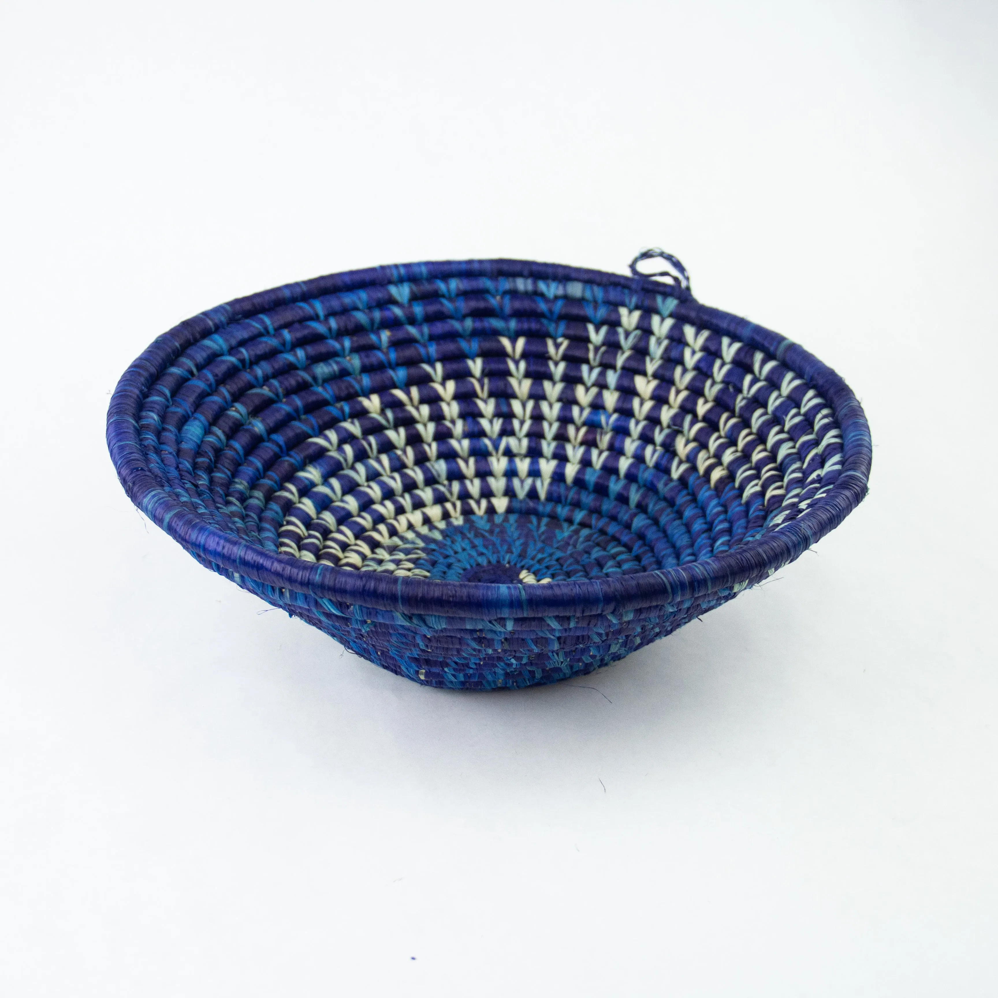 Grass-Woven Basket, Blue Spiral