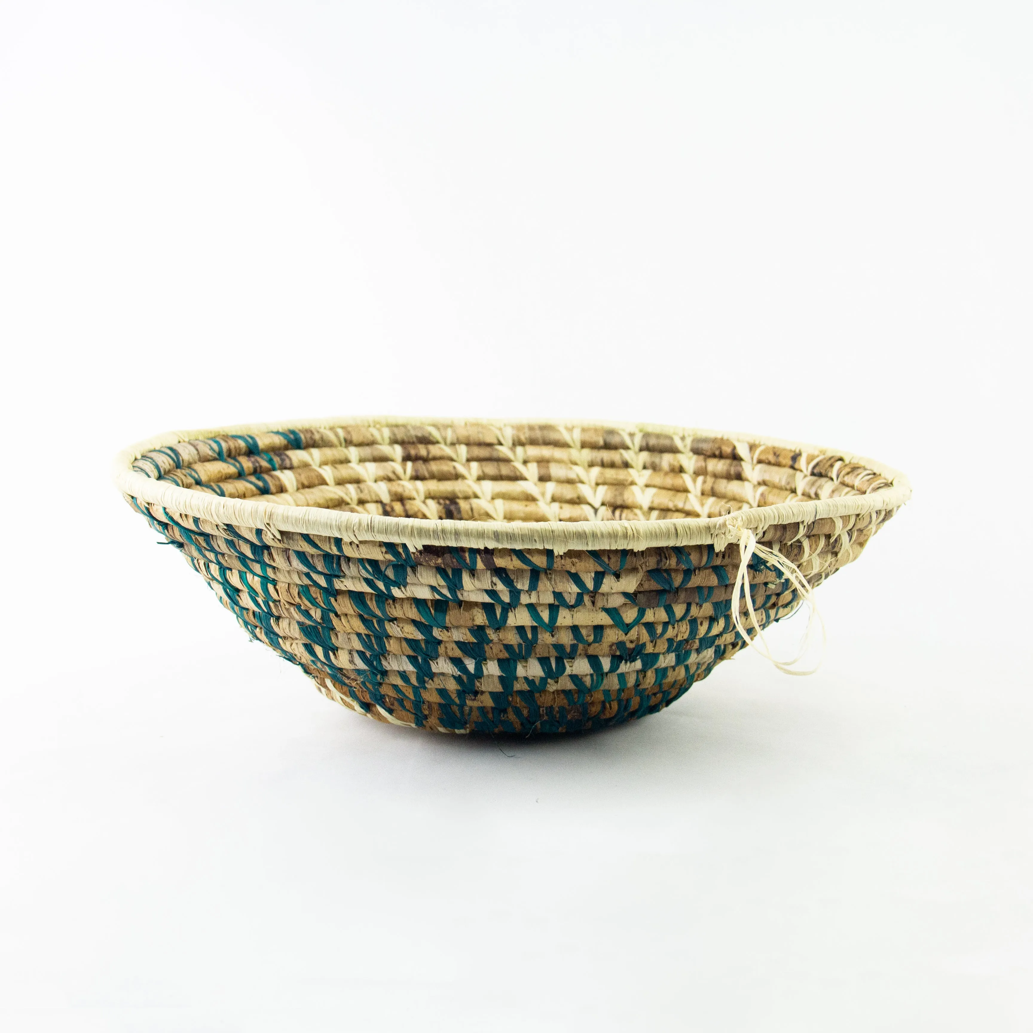 Grass-Woven Basket, Green/Natural Spiral