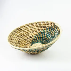 Grass-Woven Basket, Green/Natural Spiral