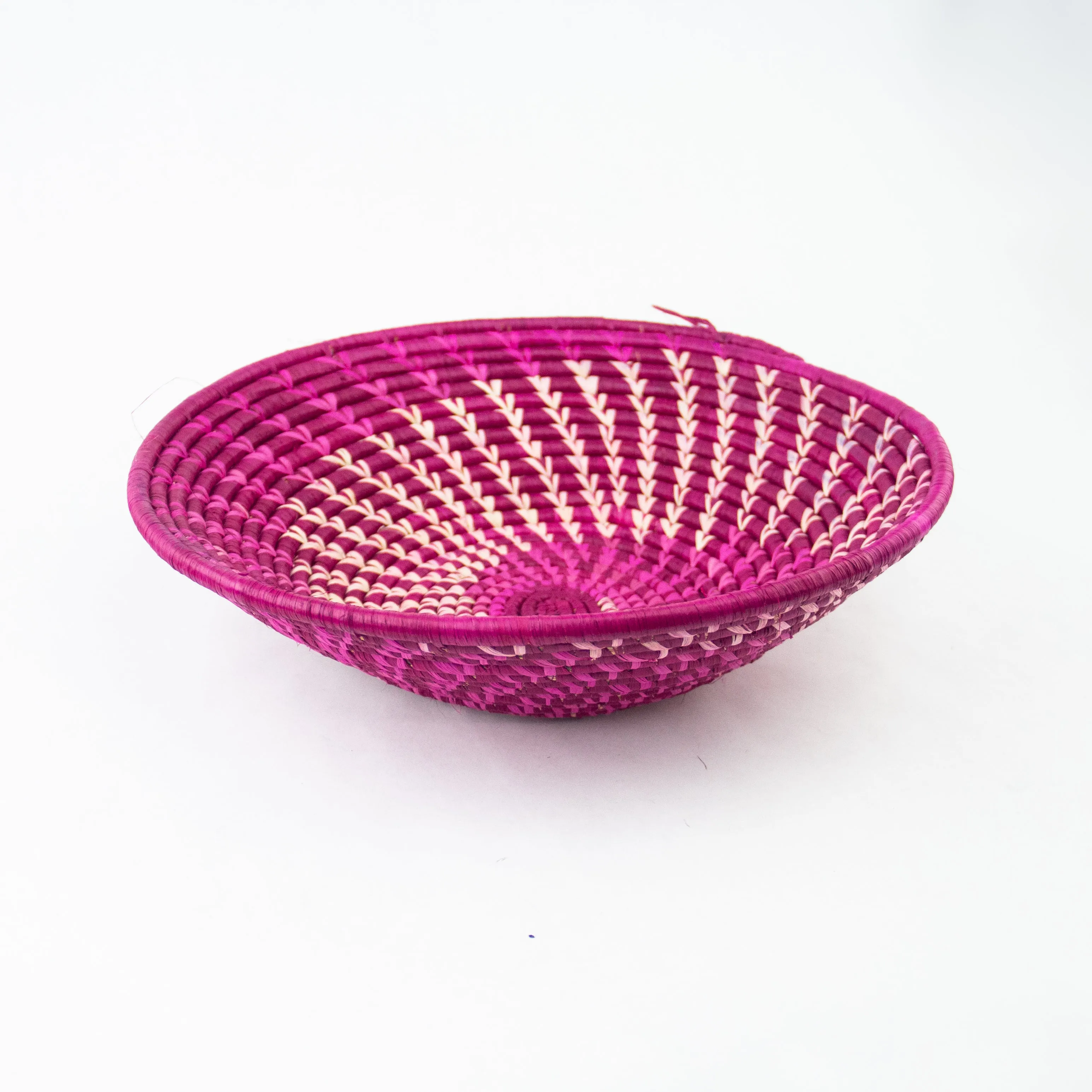 Grass-Woven Basket, Raspberry Spiral