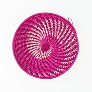 Grass-Woven Basket, Raspberry Spiral