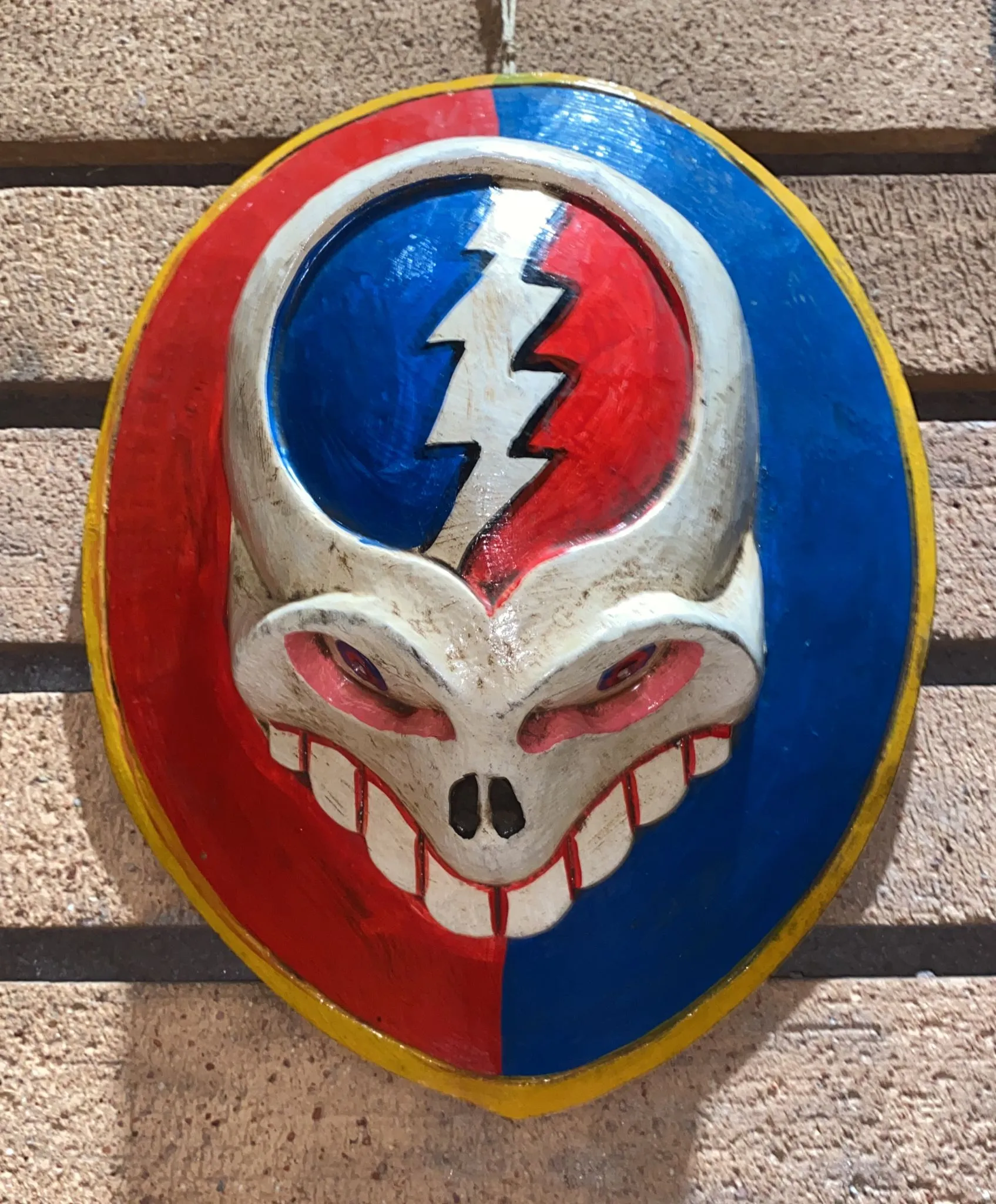 Grateful Dead Steal Your Face Hanuman Skull Of Impermanence Hand-Carved Wooden Mask (L)