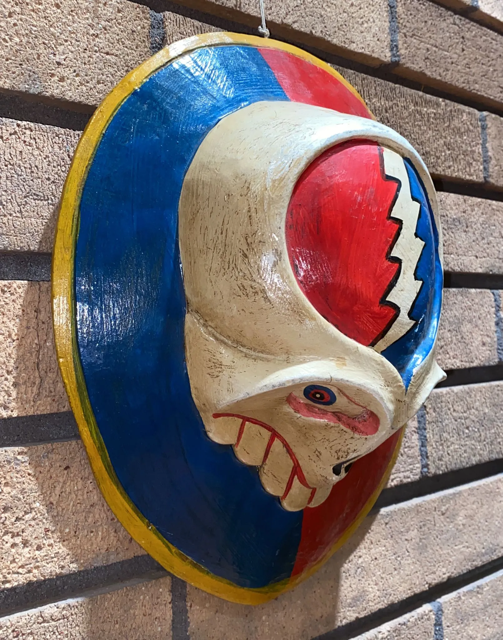Grateful Dead Steal Your Face Hanuman Skull Of Impermanence Hand-Carved Wooden Mask (XL)