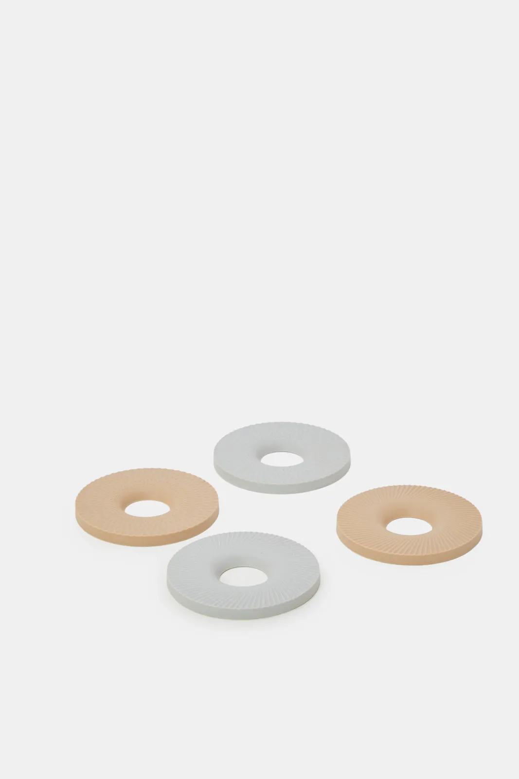 Grey And Beige Round Coaster Set (4 Piece)