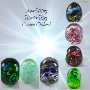 Handmade Art Glass Easter Egg Paperweights, 6 Count