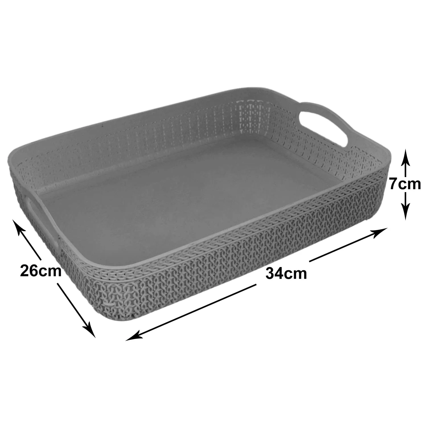 Heart Home Q-4 Multiuses Designer Unbreakable Plastic Storage Basket/Organizer/Bin For Home, Kitchen, Bathroom, Office Use Pack of 2 (Grey)-50HH01581