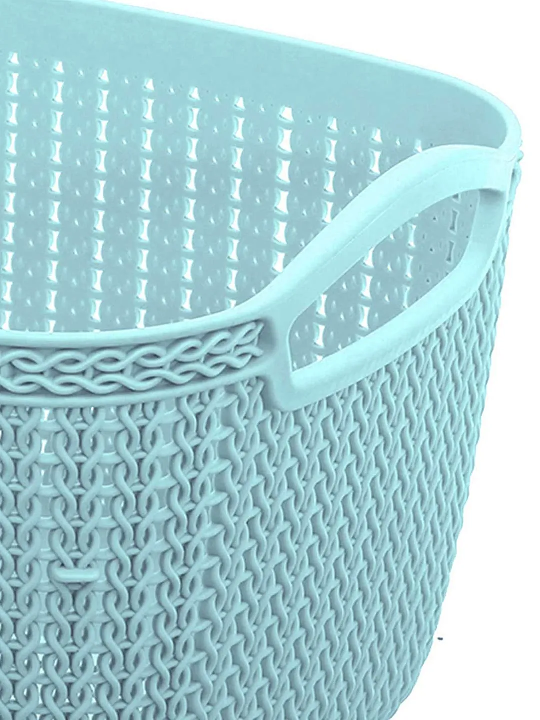 Heart Home Q-5 Unbreakable Plastic 5 Pieces Multipurpose Medium Size Flexible Storage Baskets/Fruit Vegetable Bathroom Stationary Home Basket with Handles (Light Blue)-HEART10495