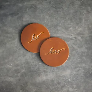 His and Hers Leather Coasters - Set of 2