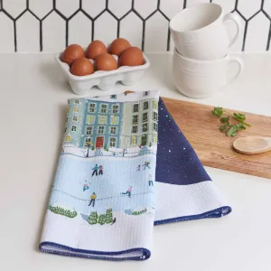 Holiday In The Park Blu Kitchen Tea Towel