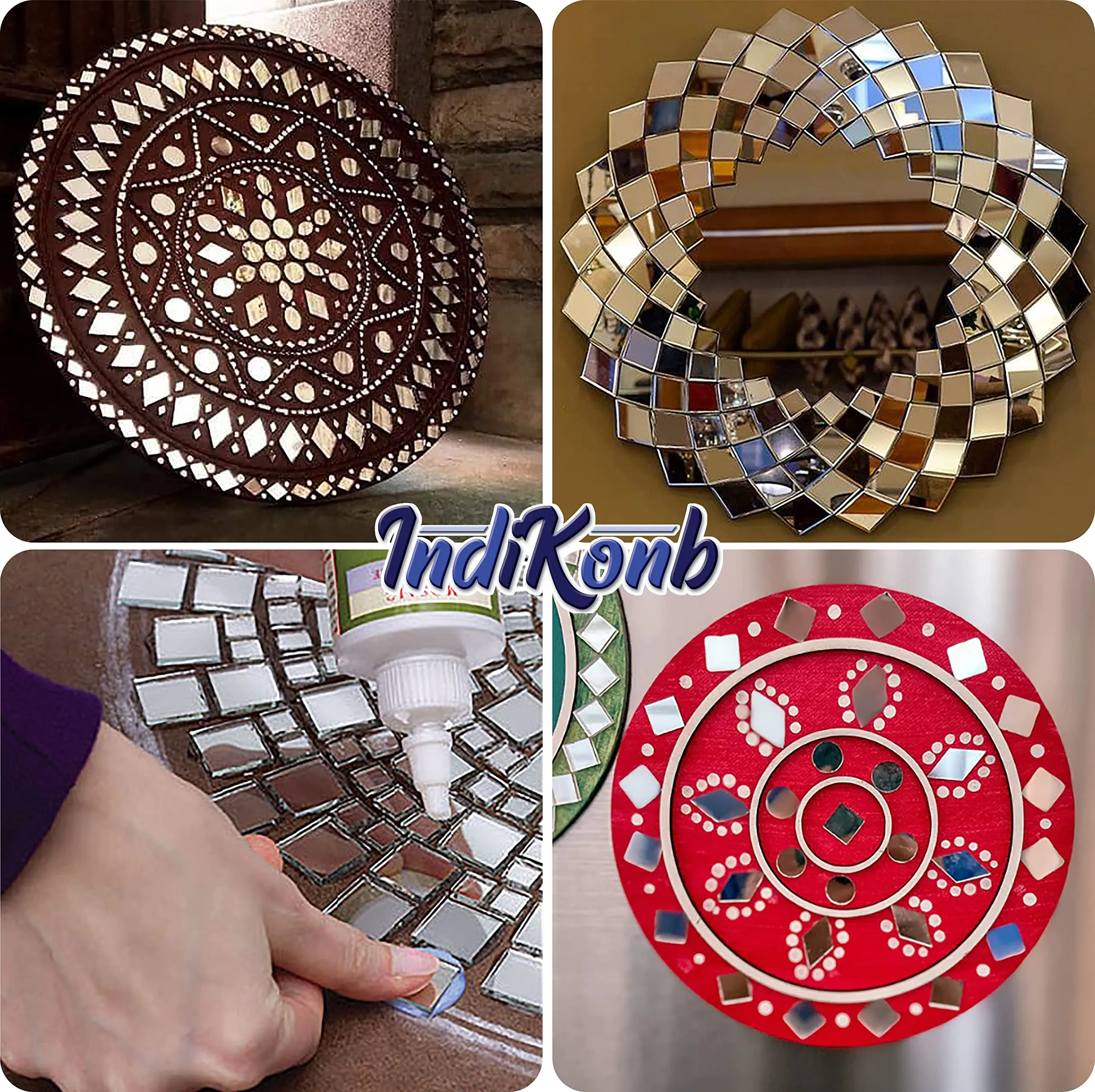 INDIKONB Mirror for Craft Work, Small Mirror Glass Pieces for Lippan Art and Craft (CM11)